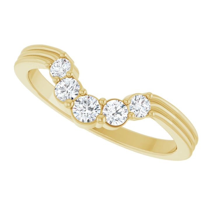 14K Five Stone Diamond Contour Band