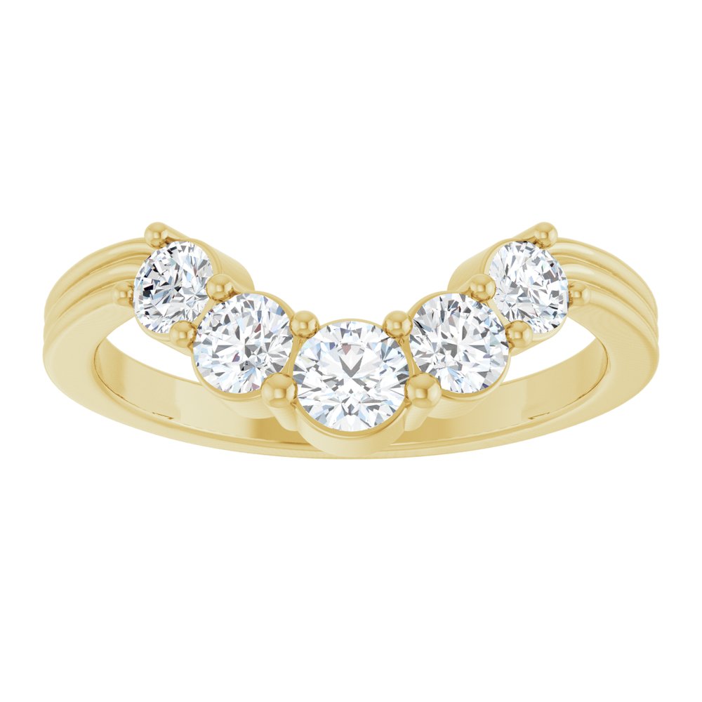 14K Five Stone Diamond Contour Band