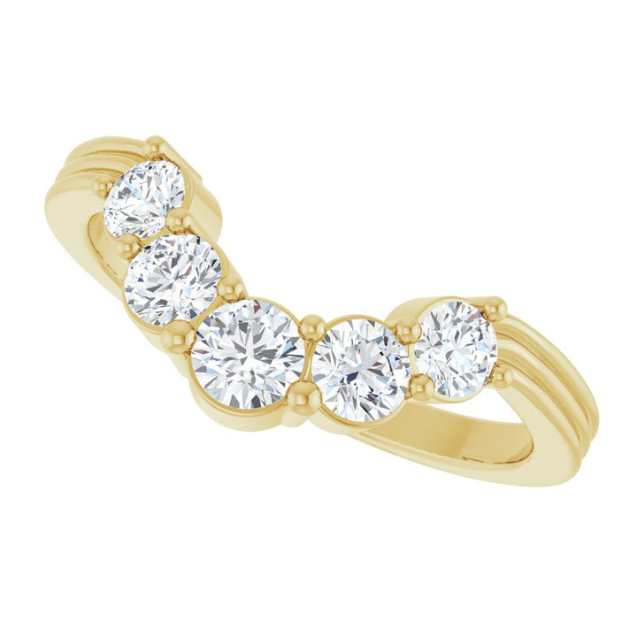 14K Five Stone Diamond Contour Band