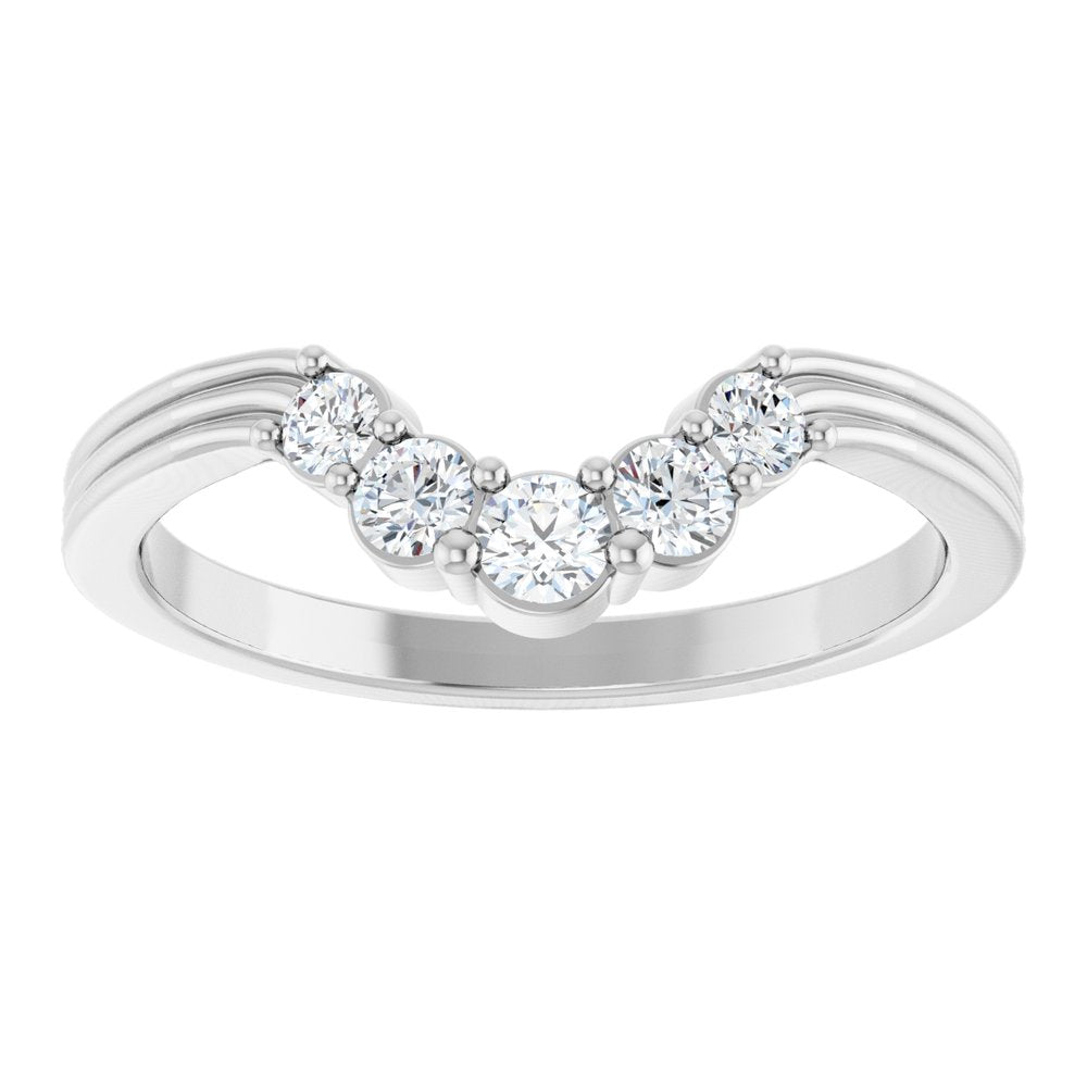 14K Five Stone Diamond Contour Band
