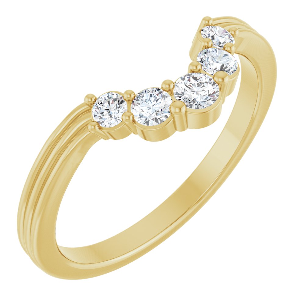 14K Five Stone Diamond Contour Band