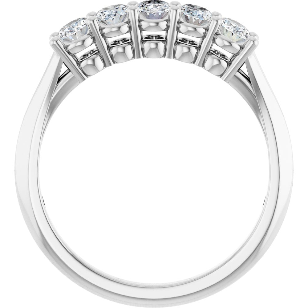 14K Five-Stone Oval Diamond Anniversary Band