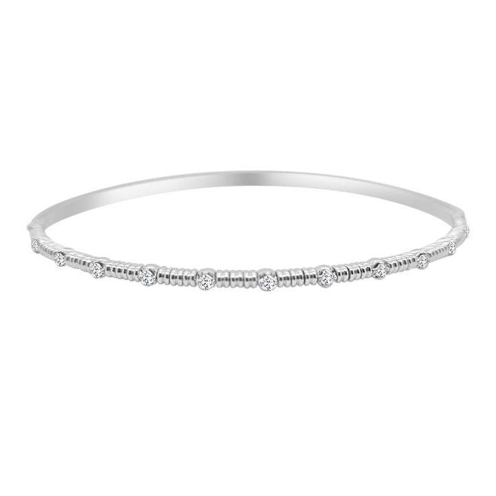 14K Fluted Diamond Flex Bangle