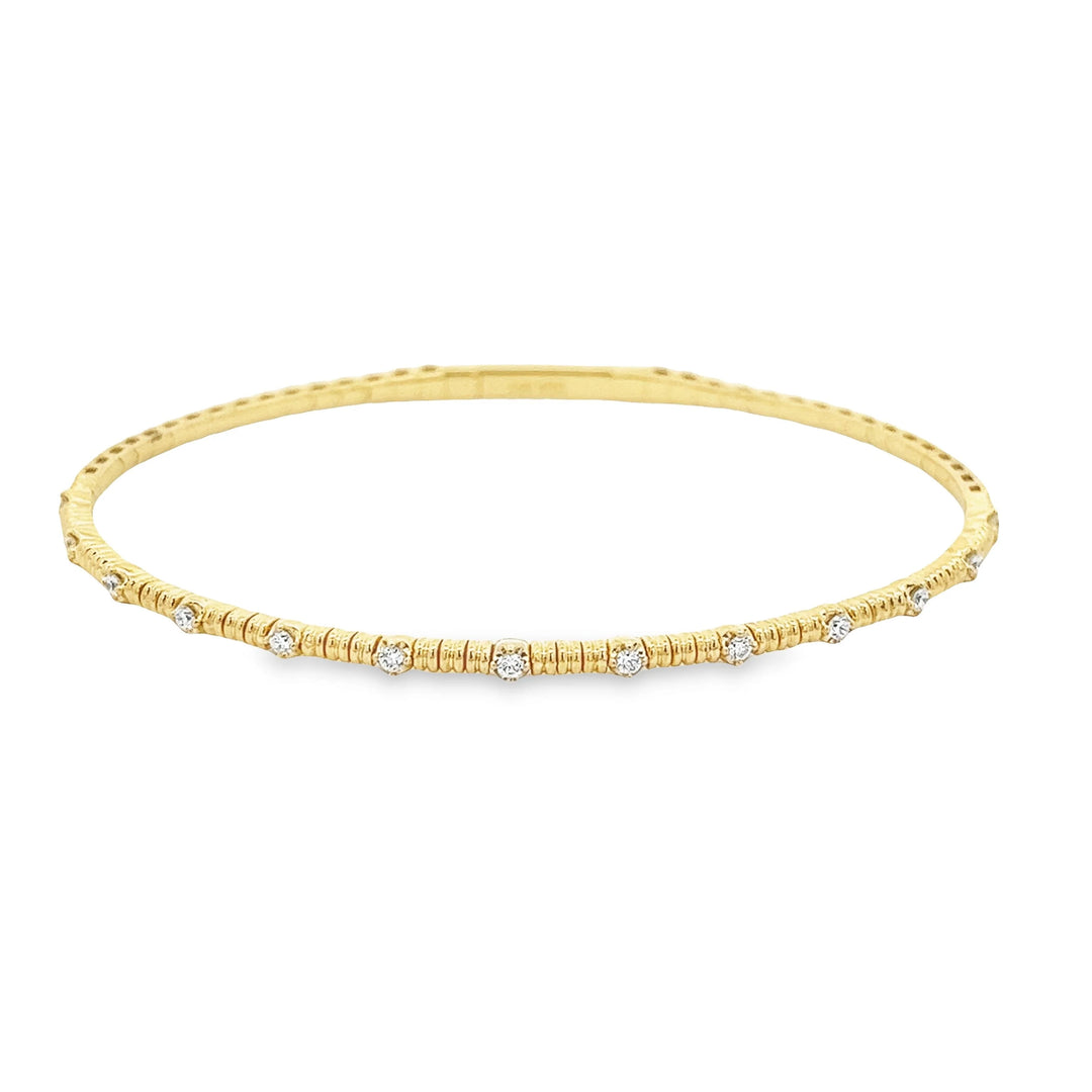 14K Fluted Diamond Flex Bangle