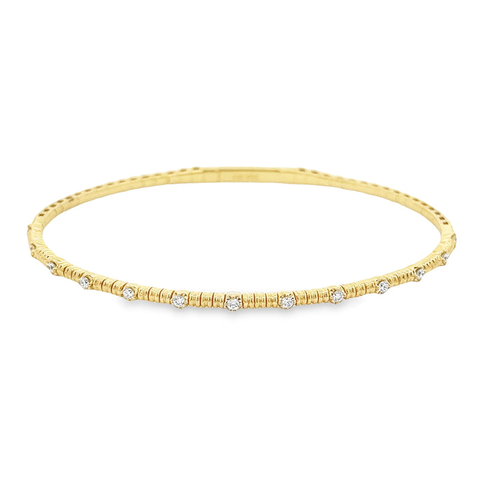 14K Fluted Diamond Flex Bangle