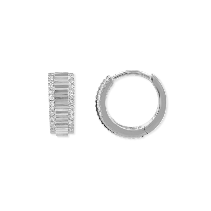 14K Fluted Diamond Huggies