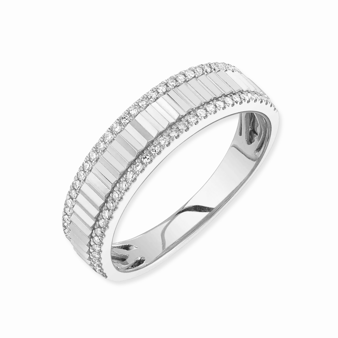 14K Fluted Diamond Stackable Ring-Embark Fine Jewelry