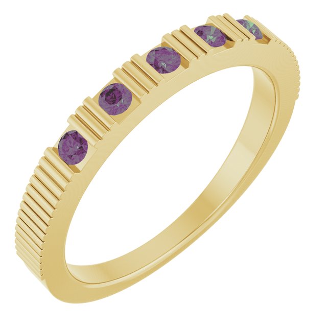 14K Fluted Gemstone Stack Ring