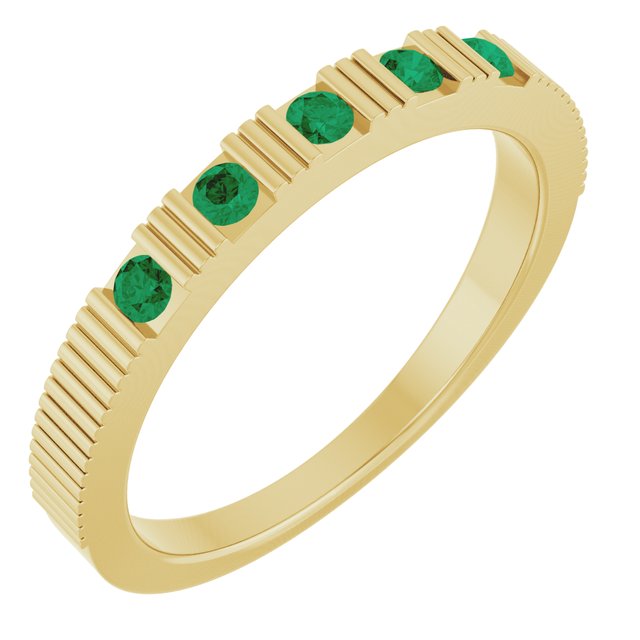14K Fluted Gemstone Stack Ring