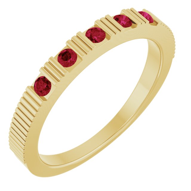 14K Fluted Gemstone Stack Ring