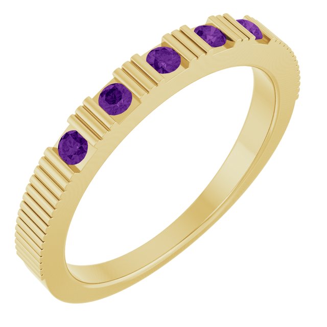 14K Fluted Gemstone Stack Ring