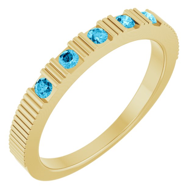 14K Fluted Gemstone Stack Ring
