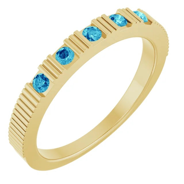 14K Fluted Gemstone Stack Ring