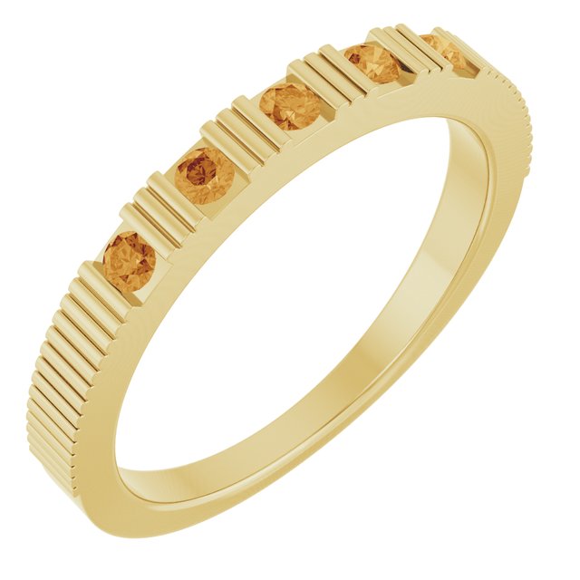 14K Fluted Gemstone Stack Ring