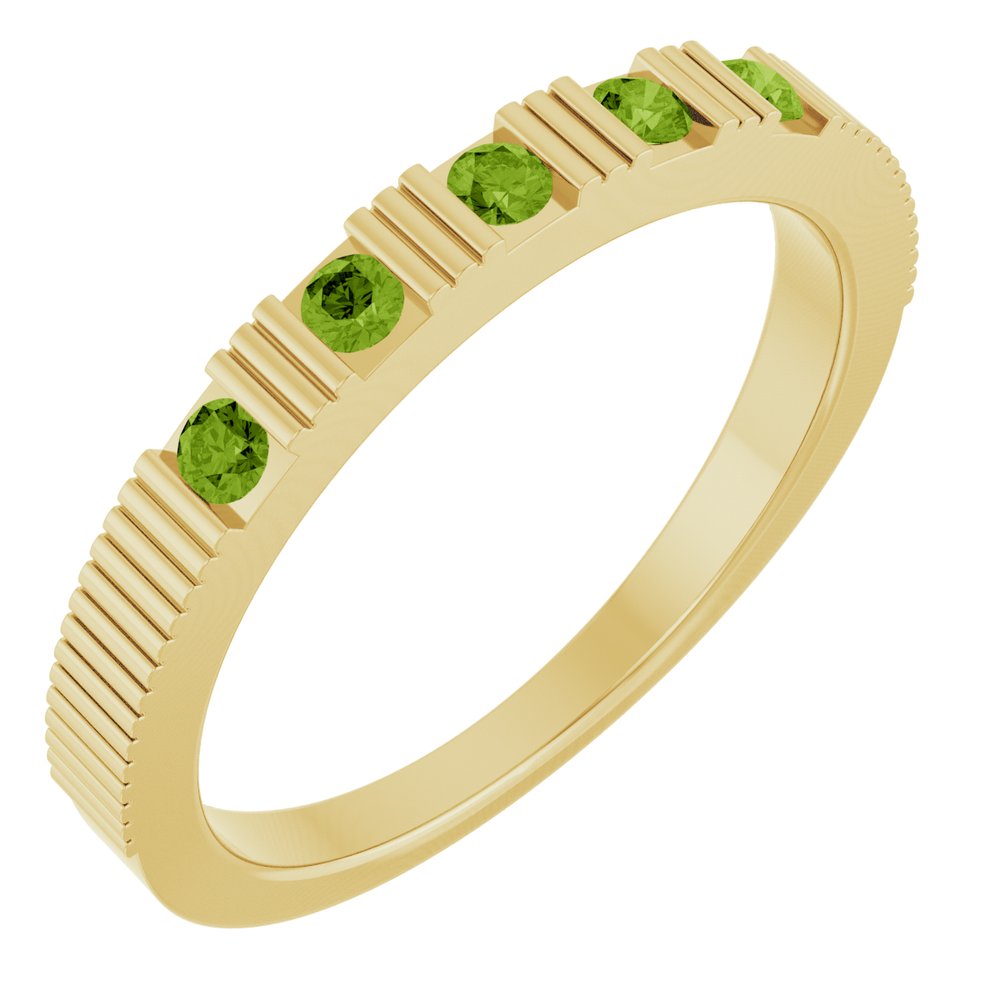 14K Fluted Gemstone Stack Ring