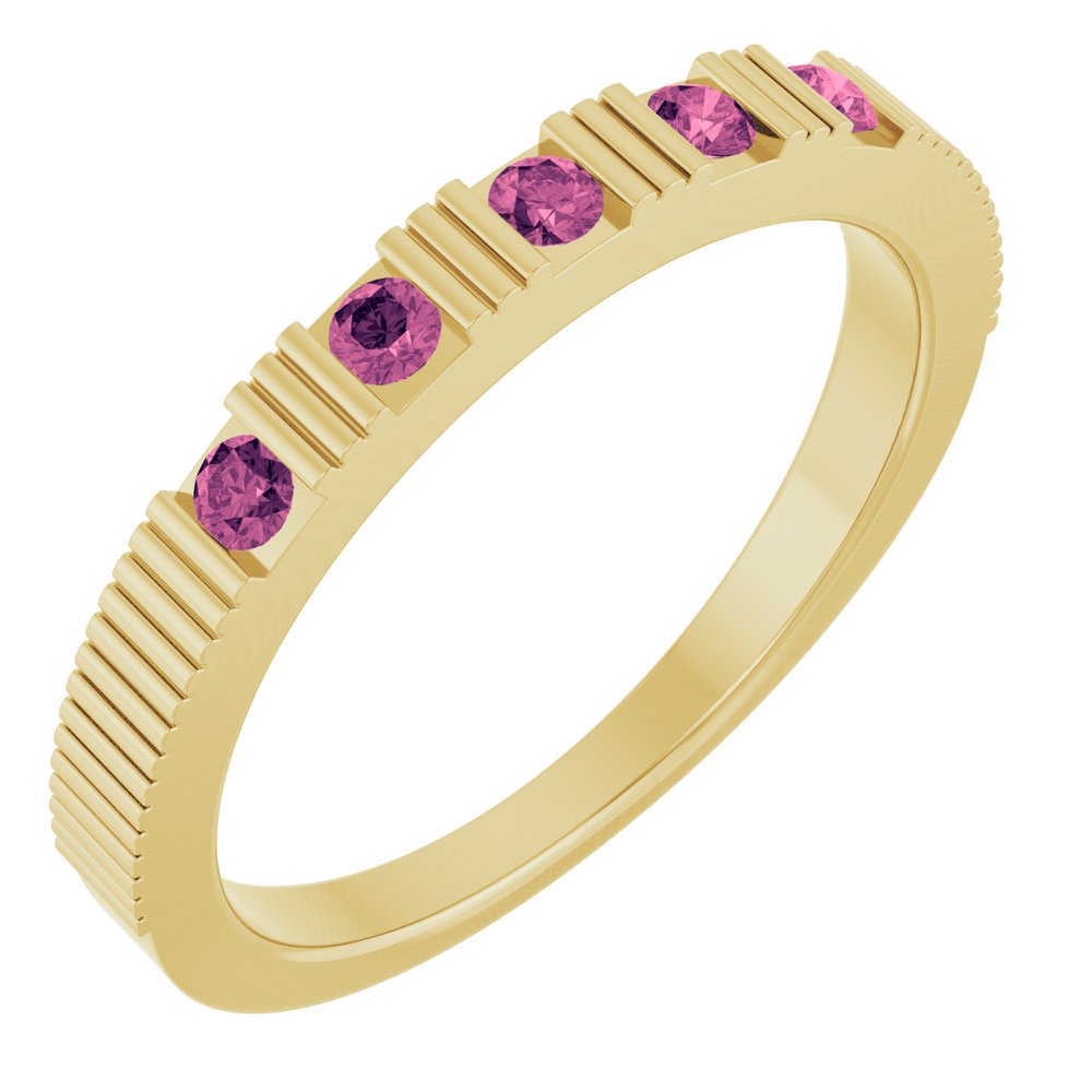 14K Fluted Gemstone Stack Ring