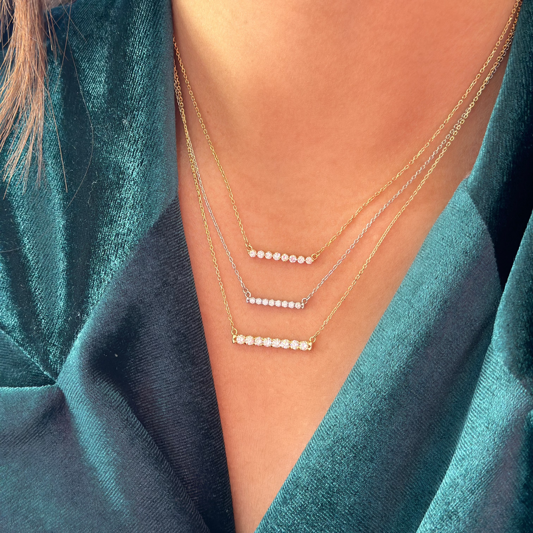 14K French-Set Diamond Bar Necklace-Embark Fine Jewelry