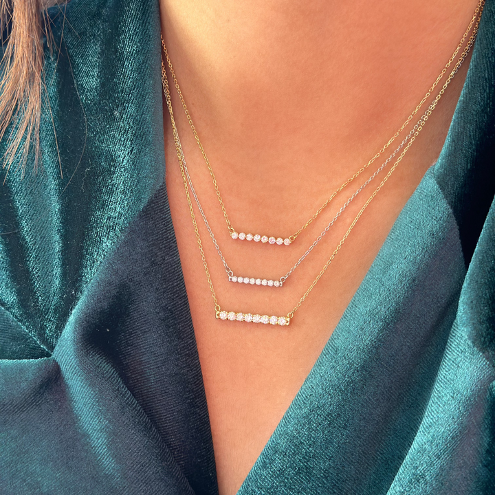14K French-Set Diamond Bar Necklace-Embark Fine Jewelry