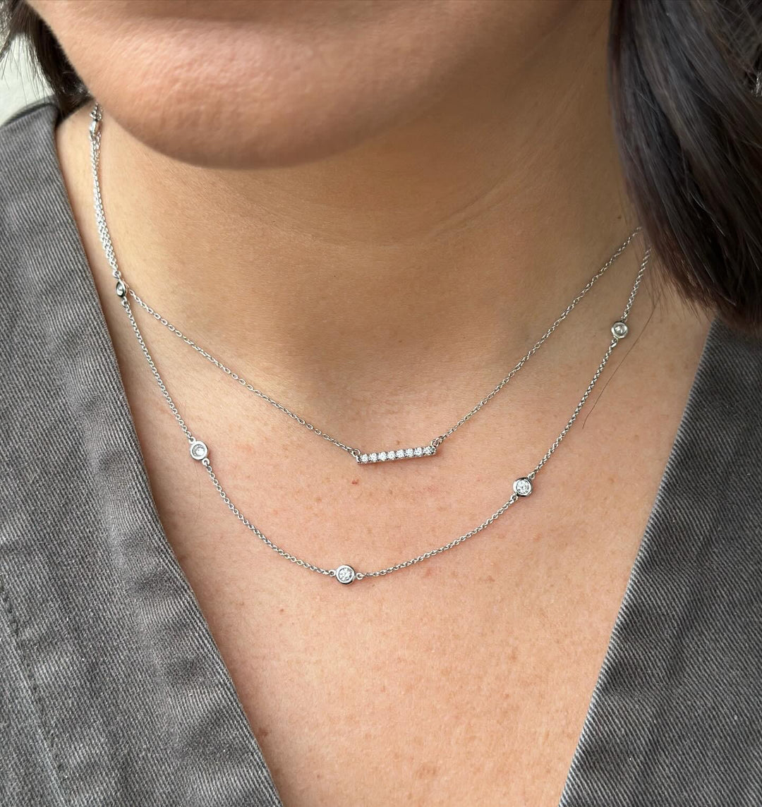 14K French-Set Diamond Bar Necklace-Embark Fine Jewelry