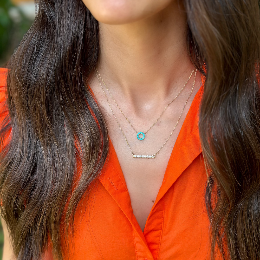 14K French-Set Diamond Bar Necklace