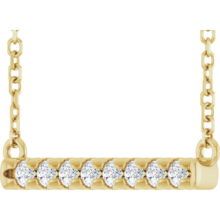 14K French-Set Diamond Bar Necklace