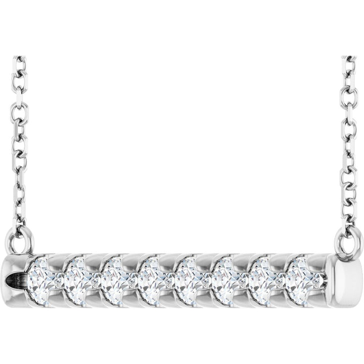 14K French-Set Diamond Bar Necklace