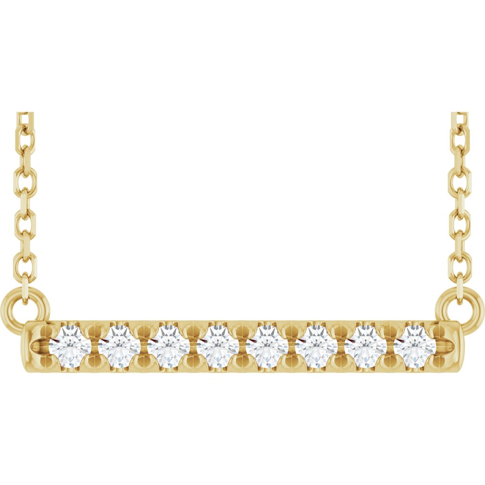 14K French-Set Diamond Bar Necklace
