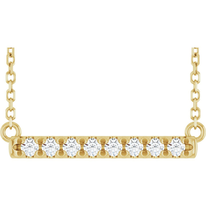 14K French-Set Diamond Bar Necklace