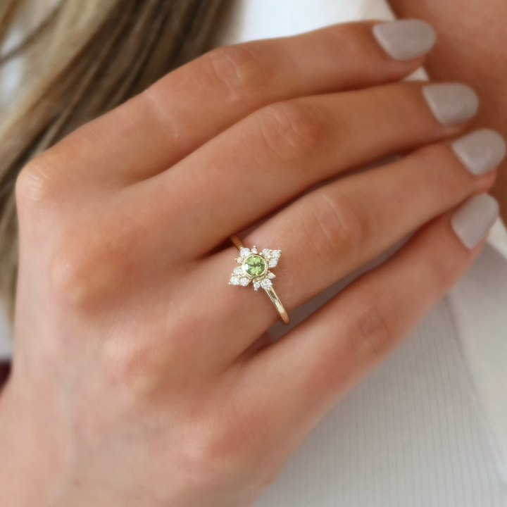 14K Gemstone &amp; 1/5 CTW Natural Diamond Halo-Style Ring