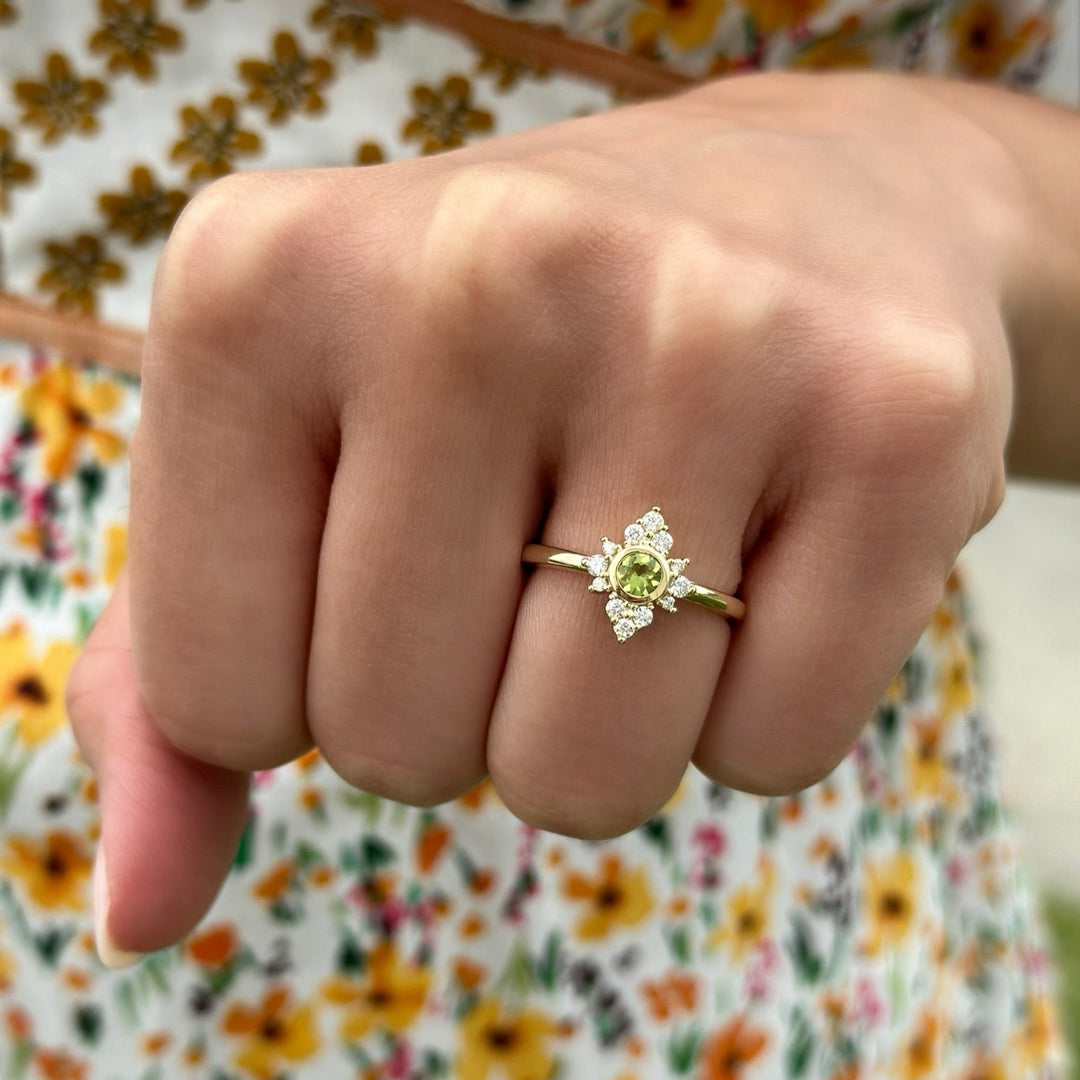 14K Gemstone &amp; 1/5 CTW Natural Diamond Halo-Style Ring