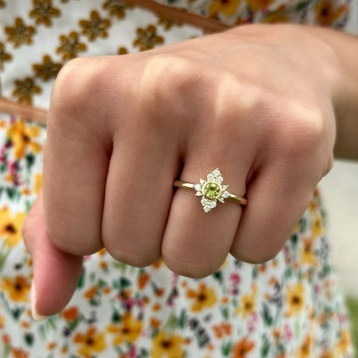 14K Gemstone &amp; 1/5 CTW Natural Diamond Halo-Style Ring