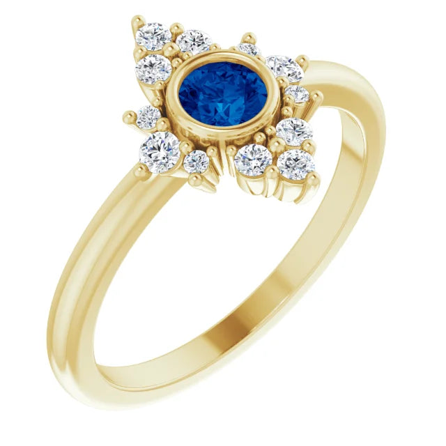 14K Gemstone &amp; 1/5 CTW Natural Diamond Halo-Style Ring
