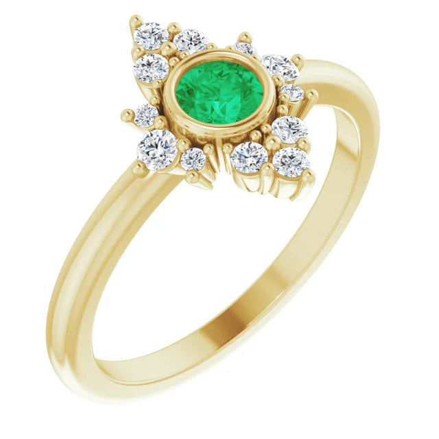 14K Gemstone &amp; 1/5 CTW Natural Diamond Halo-Style Ring