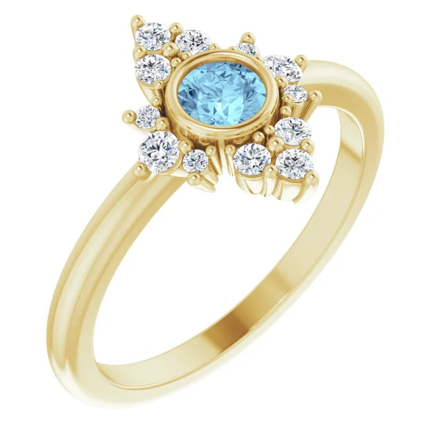 14K Gemstone &amp; 1/5 CTW Natural Diamond Halo-Style Ring