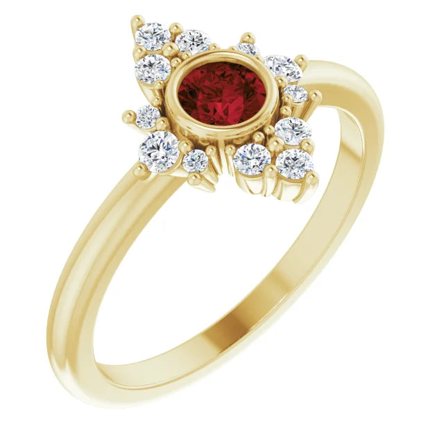 14K Gemstone &amp; 1/5 CTW Natural Diamond Halo-Style Ring
