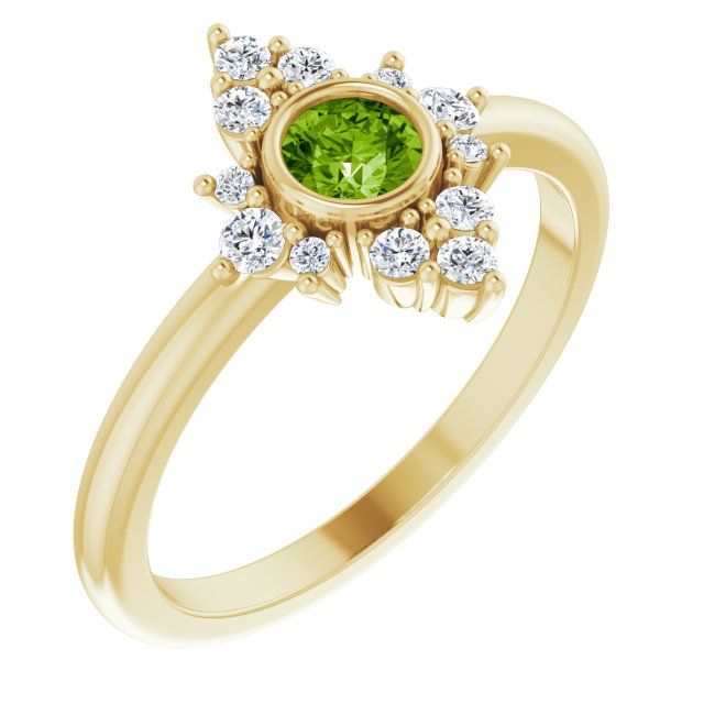14K Gemstone &amp; 1/5 CTW Natural Diamond Halo-Style Ring