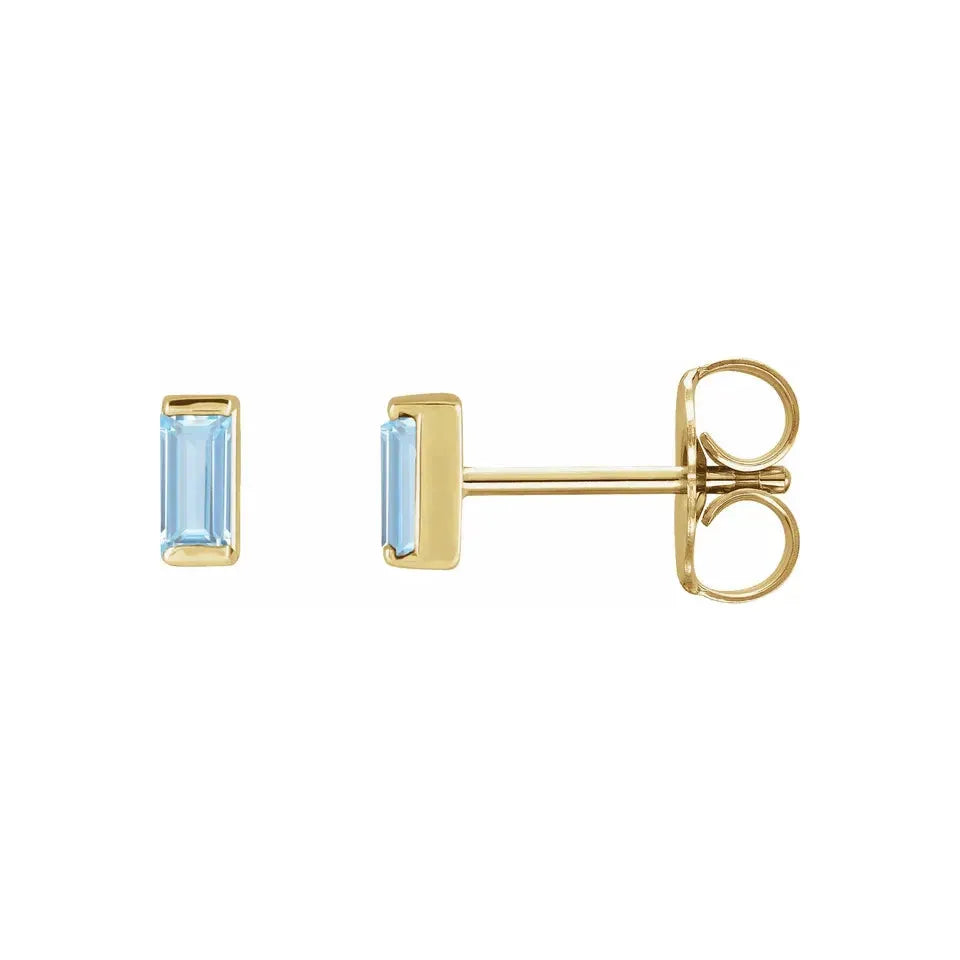 14K Gemstone Baguette Stud