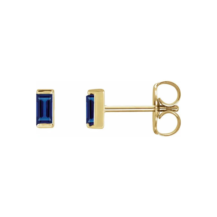 14K Gemstone Baguette Stud