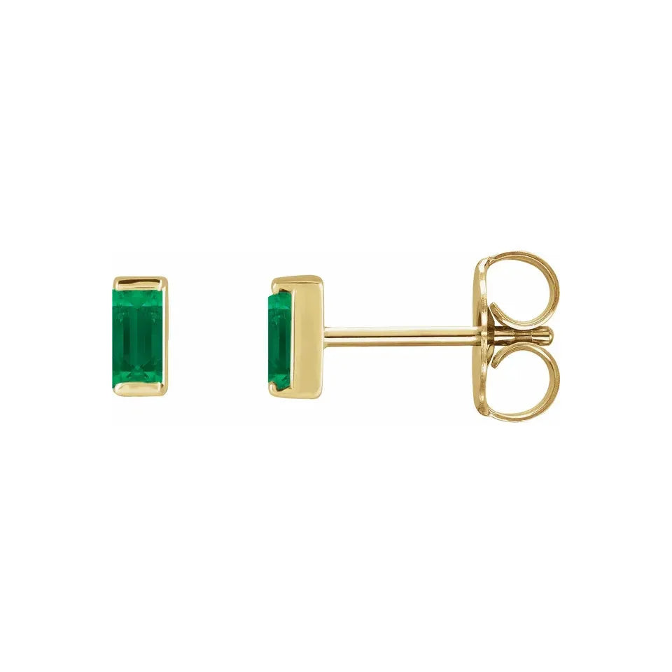 14K Gemstone Baguette Stud