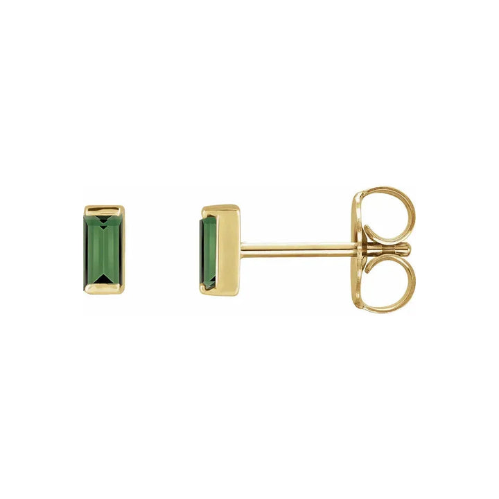 14K Gemstone Baguette Stud