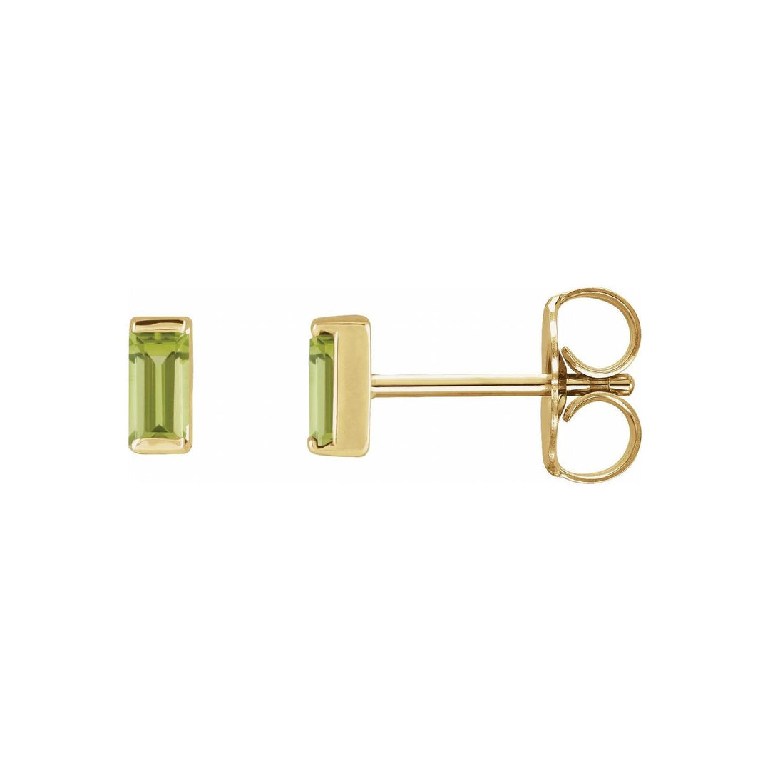 14K Gemstone Baguette Stud