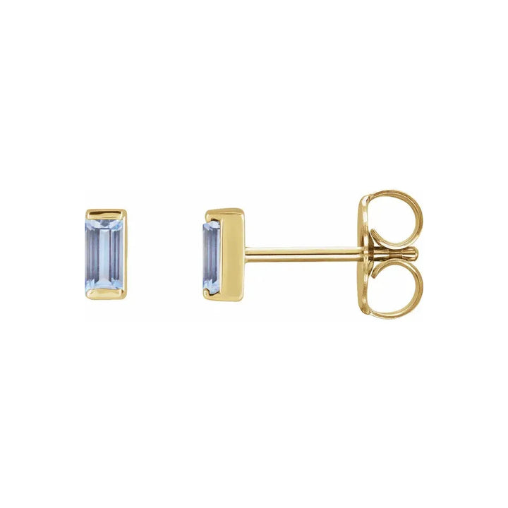 14K Gemstone Baguette Stud