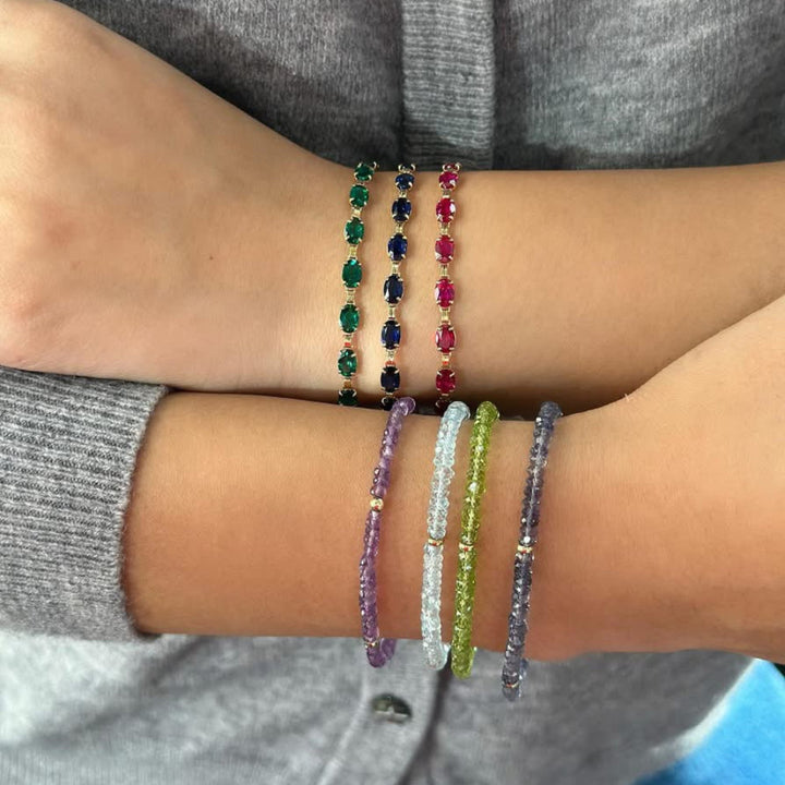 14K Gemstone &amp; Bead Bracelet