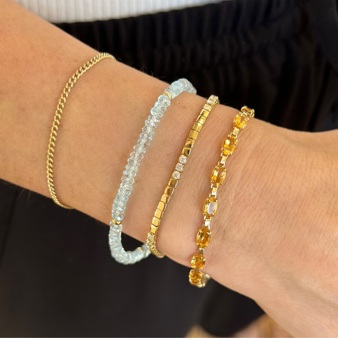 14K Gemstone &amp; Bead Bracelet