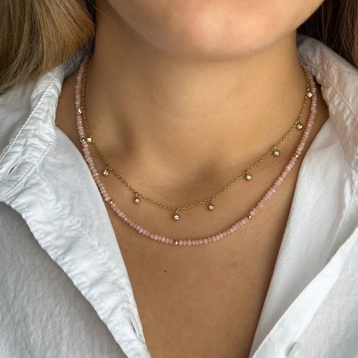 14K Gemstone &amp; Bead Necklace