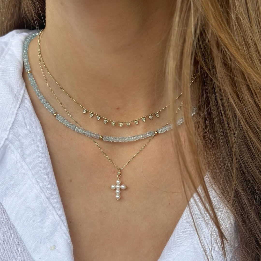 14K Gemstone &amp; Bead Necklace