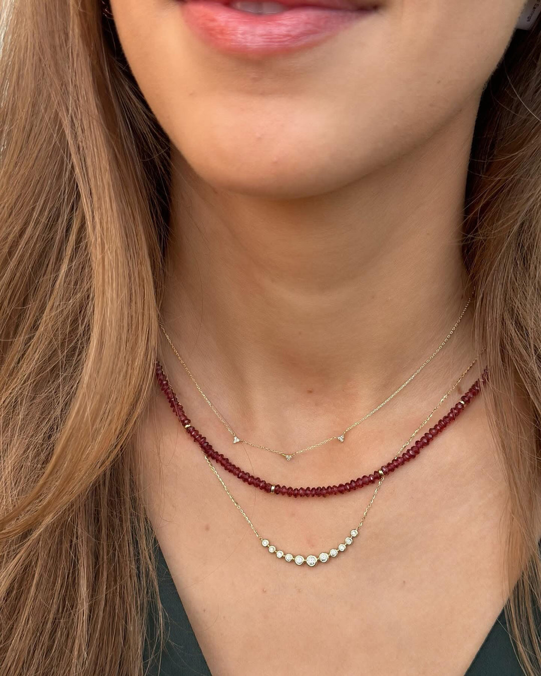 14K Gemstone &amp; Bead Necklace