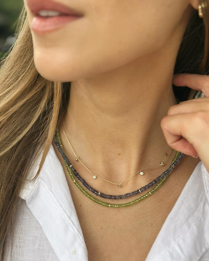 14K Gemstone &amp; Bead Necklace