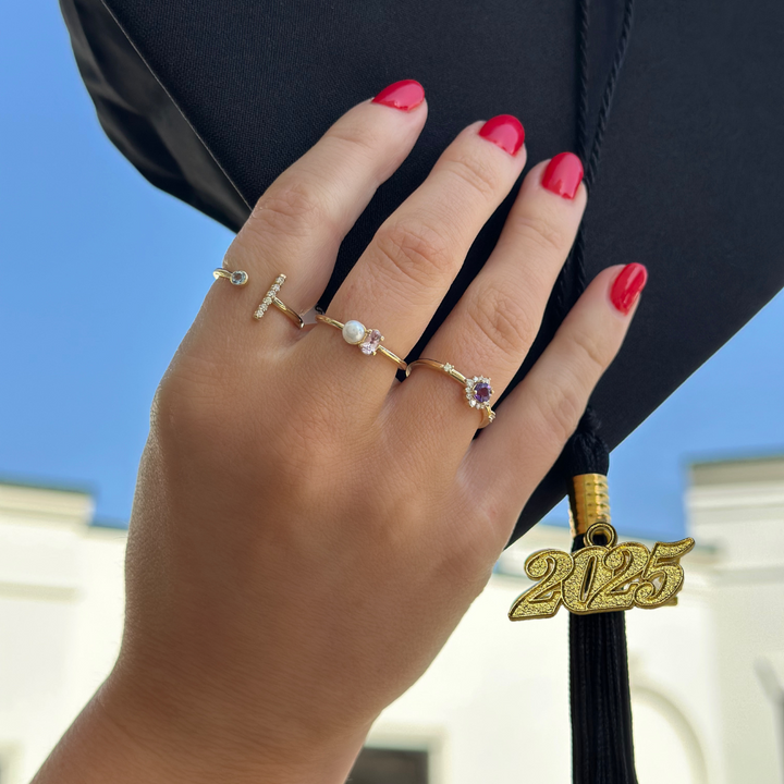 14K Gemstone &amp; Cultured White Akoya Pearl Ring