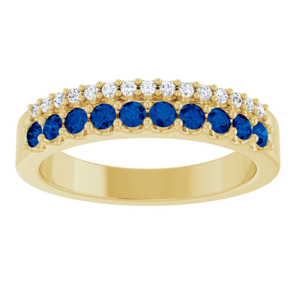14K Gemstone &amp; Diamond Double Row Ring